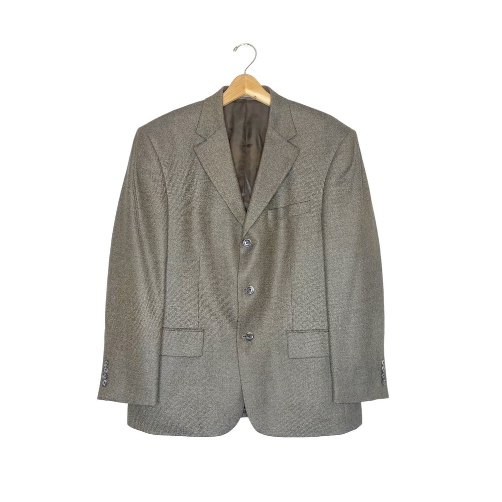 Oscar De La Renta Lambswool Sport Coat 42S Brown 3 Button Suit Jacket Blazer